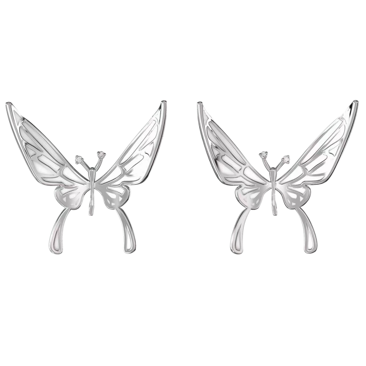2 Pcs Silver Butterfly Rhinestone Crystal Shoe Clips · Whitegarden
